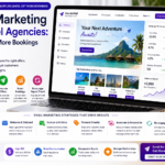 Email marketing for travel agencies showing campaign emails on laptop and mobile with lead nurturing and booking conversion