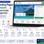 High converting travel landing page example on laptop and mobile with booking form call to action and trust signals