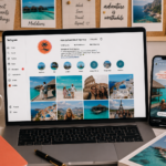 User generated content travel agency — Instagram grid showing authentic client travel photos on laptop screen