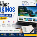 Travel agency online marketing strategy showing website WhatsApp and lead generation funnel to increase bookings in 2026