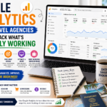 Google Analytics dashboard for travel agency showing traffic conversions and performance metrics to track what is working