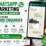 WhatsApp marketing for travel agencies showing customer chat conversation leading to enquiries and bookings through messaging