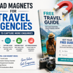 Lead magnet for travel agencies showing free travel guide offer capturing leads and increasing enquiries through email signup form